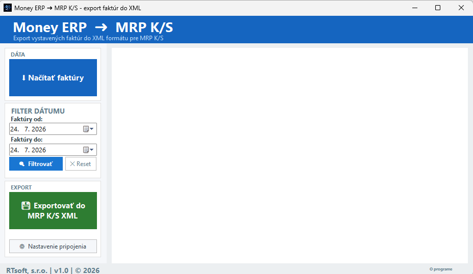Money ERP → MRP-K/S export faktúr