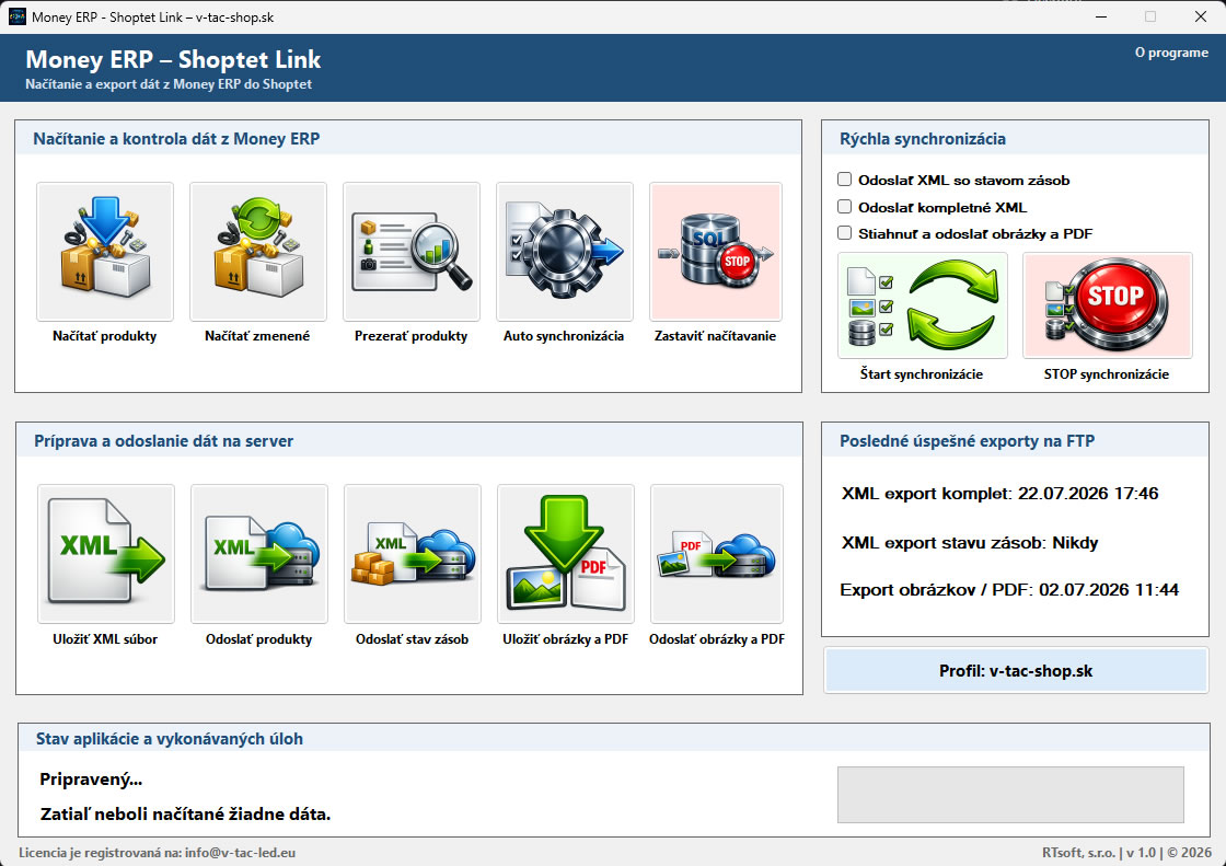 RT Eshop Link – Money ERP → Shoptet (Produkty)