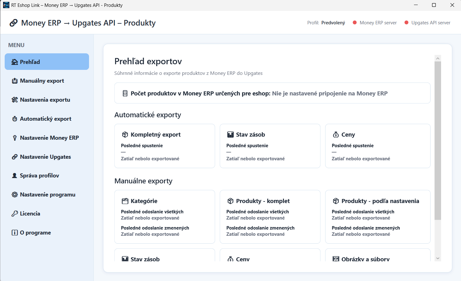 RT Eshop Link – Money ERP → Upgates API (Produkty)