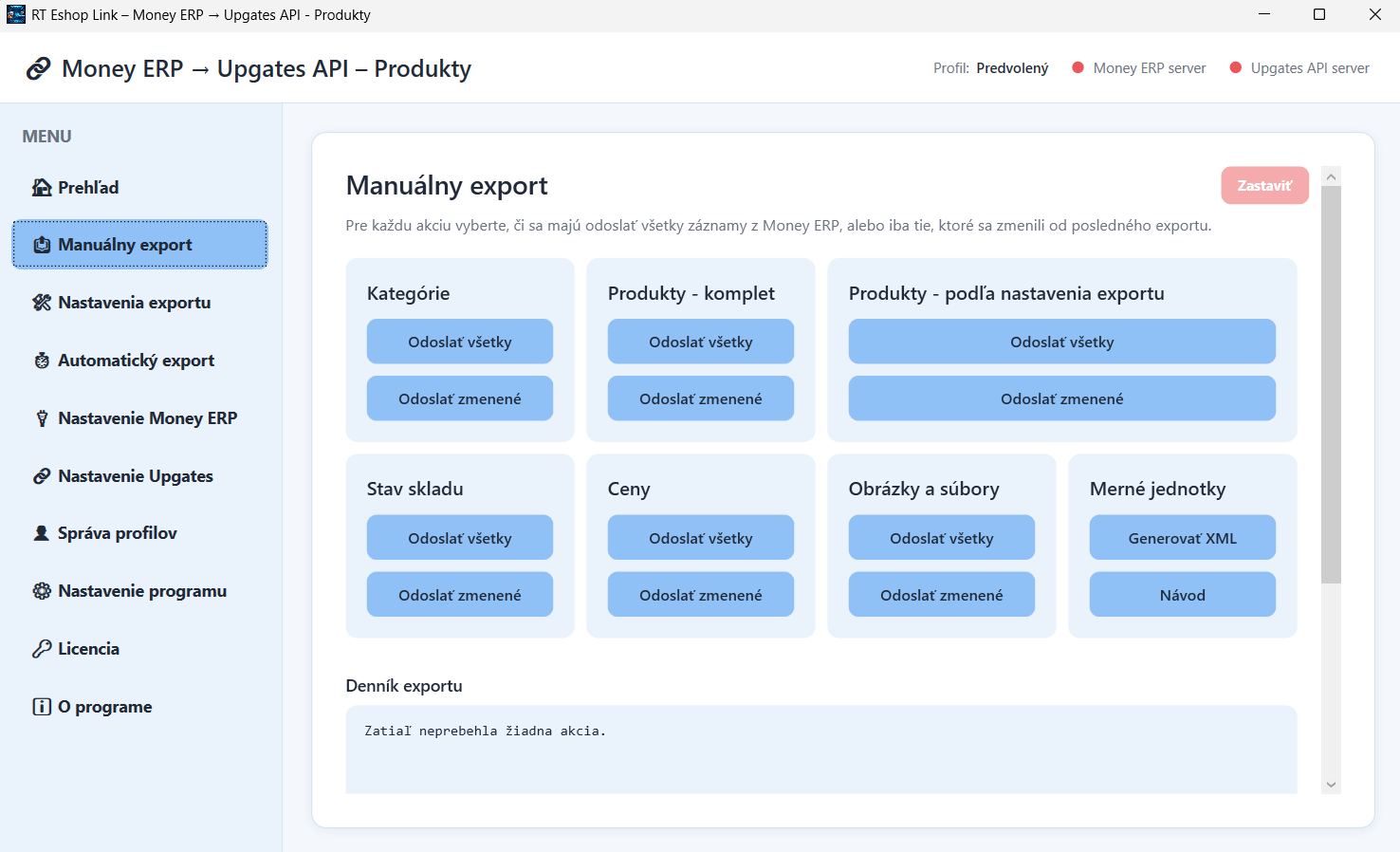 RT Eshop Link – Money ERP → Upgates API (Produkty)