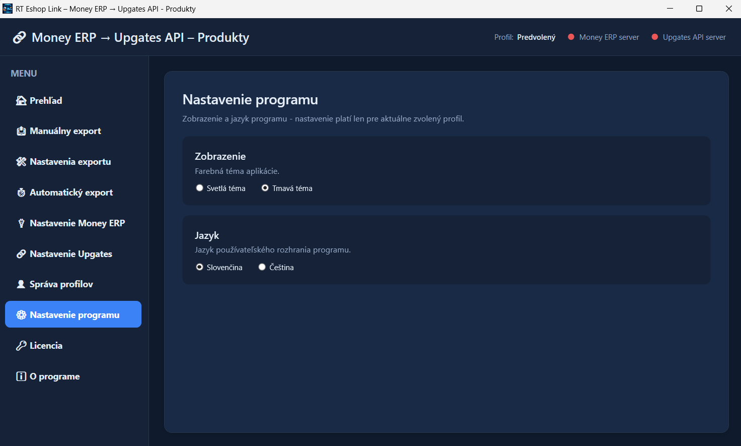 RT Eshop Link – Money ERP → Upgates API (Produkty)
