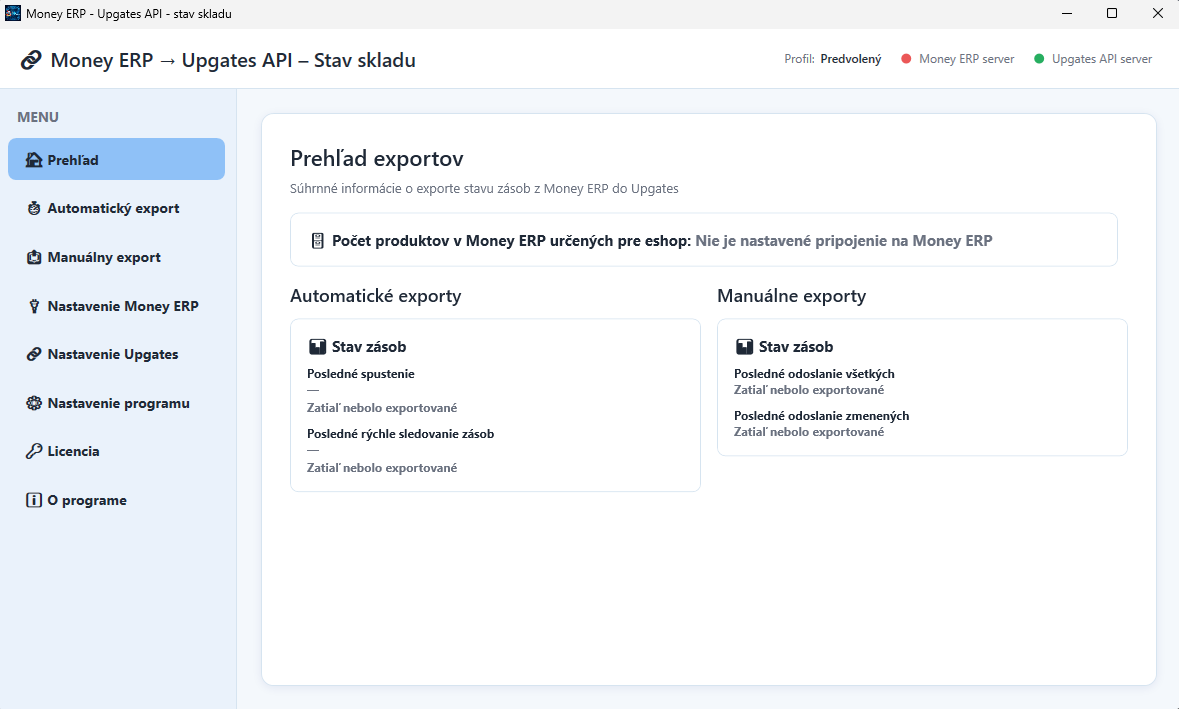 RT Eshop Link – Money ERP → Upgates API (Zásoby)